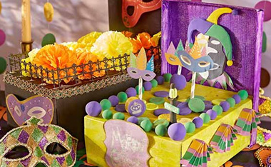 Mardi Gras shoe box floats