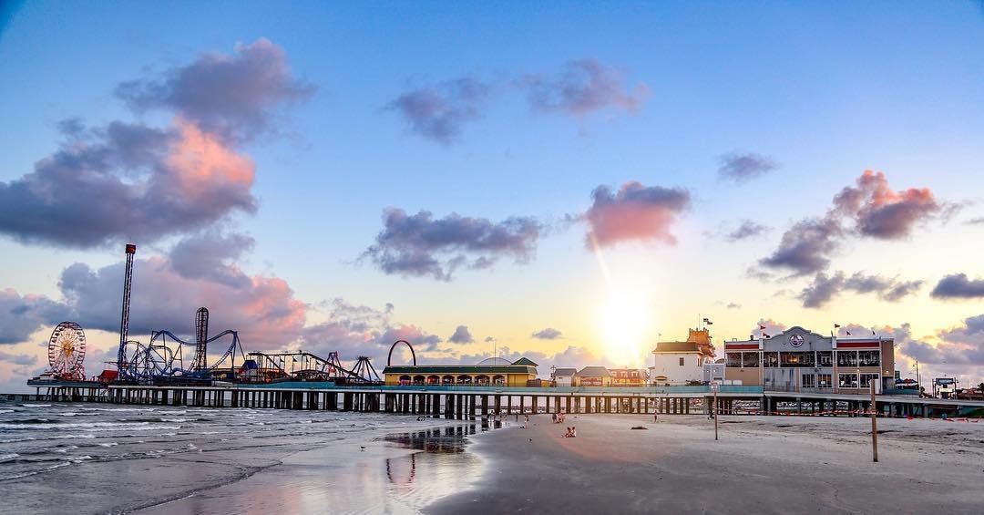 Galveston Island Pleasure Pier at dawn