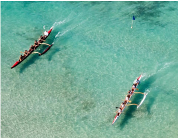 outrigger canoes on Waikiki Beach
