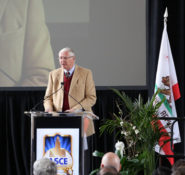 Michael Antonovich giving a speech at the podium