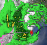 Aerial map of extreme weather, Hurricane Sandy, which made landfall in the area, Oct. 29, 2012