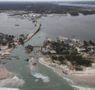 Aerial view of some of the flood damage caused by Hurricane Sandy
