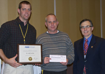 ASCE President Gregory E. DiLoreto presents St. Louis Section Treasurer Michael T. Buechter and St. Louis Section Secretary Matt Harper with the Outstanding Section and Branch Award