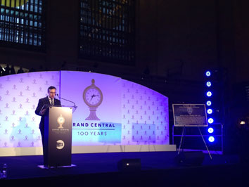 At the Grand Central Terminal Rededication Ceremony in New York City, ASCE President Gregory E. DiLoreto, P.E., F.ASCE, unveiled the ASCE Historic Civil Engineering Landmark plaque