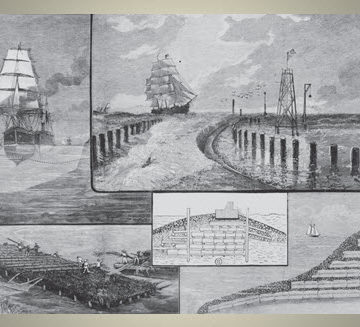 Inset from Harper's Weekly illustration explaining Eads' jetties