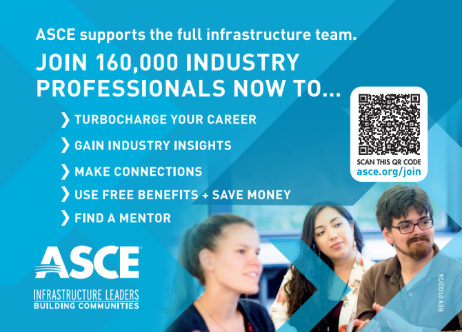 Postcard advertising ASCE to non-members, with QR code