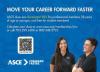 Postcard for younger engineers and students emphasizing lower and free ASCE dues, with QR code