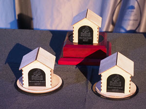 Doghouse trophies for the ASCE Sustainable Solutions Competition.