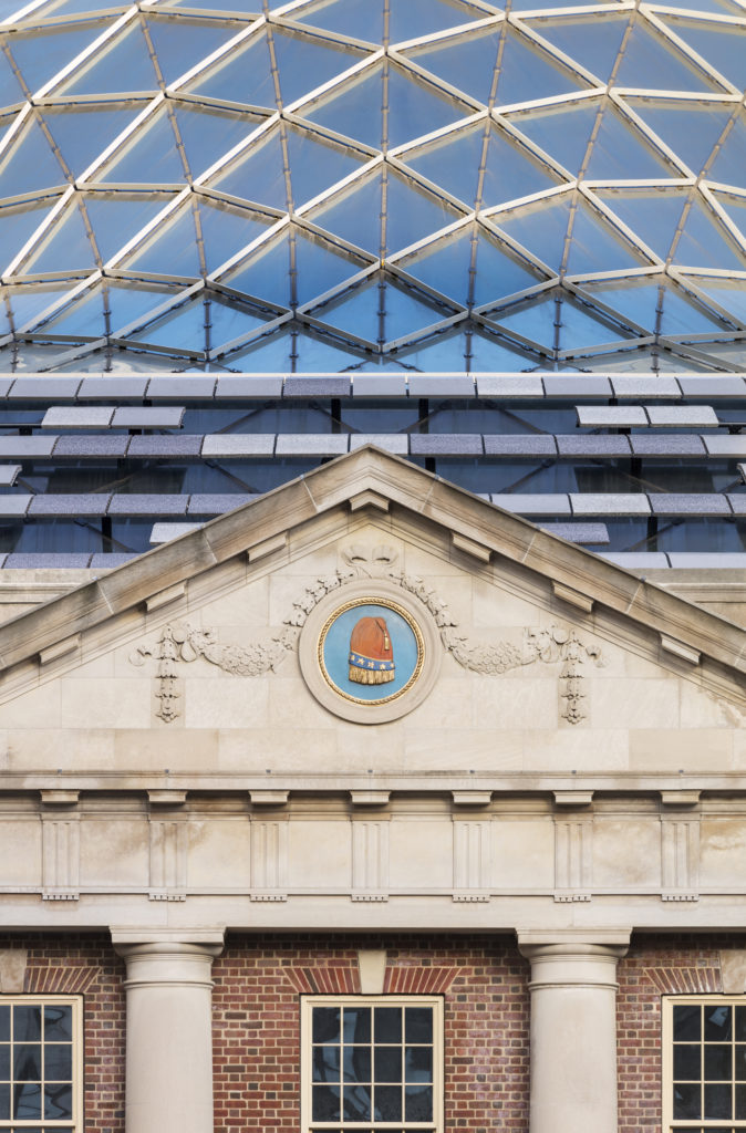 terra-cotta sunshades on the new Tammany Hall in New York City